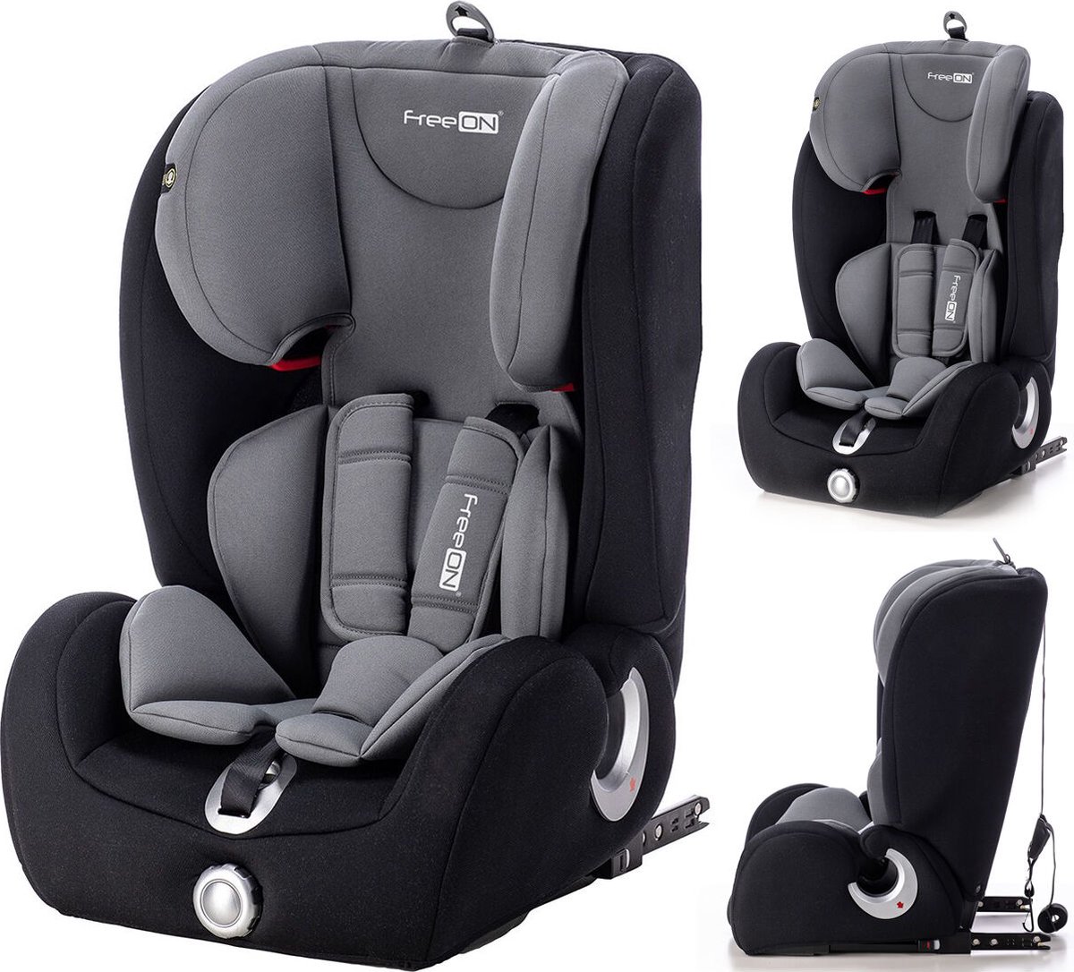 FreeON autostoel SimpleFix met isoFix Grey (9-36kg) - Groep 1-2-3 autostoel voor kinderen van 9 maanden tot 12 jaar