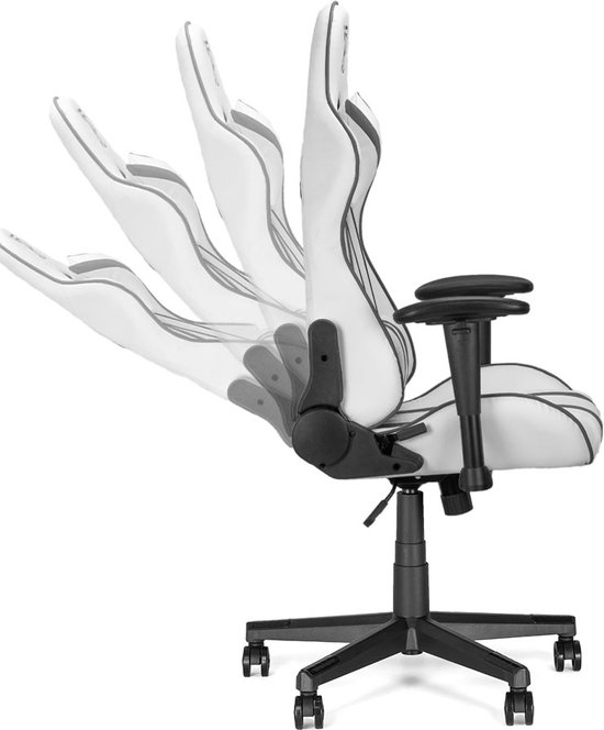 Ranqer Felix Gamestoel - Gaming Chair  / Gaming Stoel - Ergonomische Bureaustoel - Verstelbaar armleuningen - Wit / Grijs