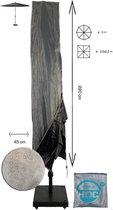 Altijd passende Parasolhoes - voor max. 3x3 m – Zilver kleurig - Parasolhoes voor Stokparasol / Parasolhoes met rits en stok
