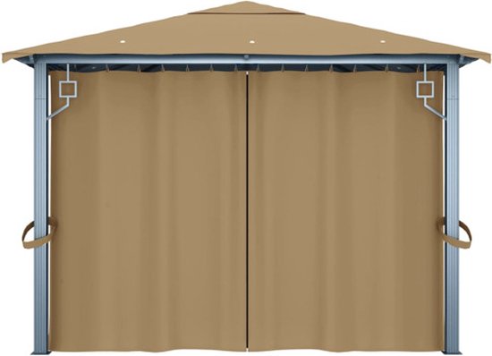 vidaXL Tonnelle avec rideau 400x300 cm Aluminium Taupe