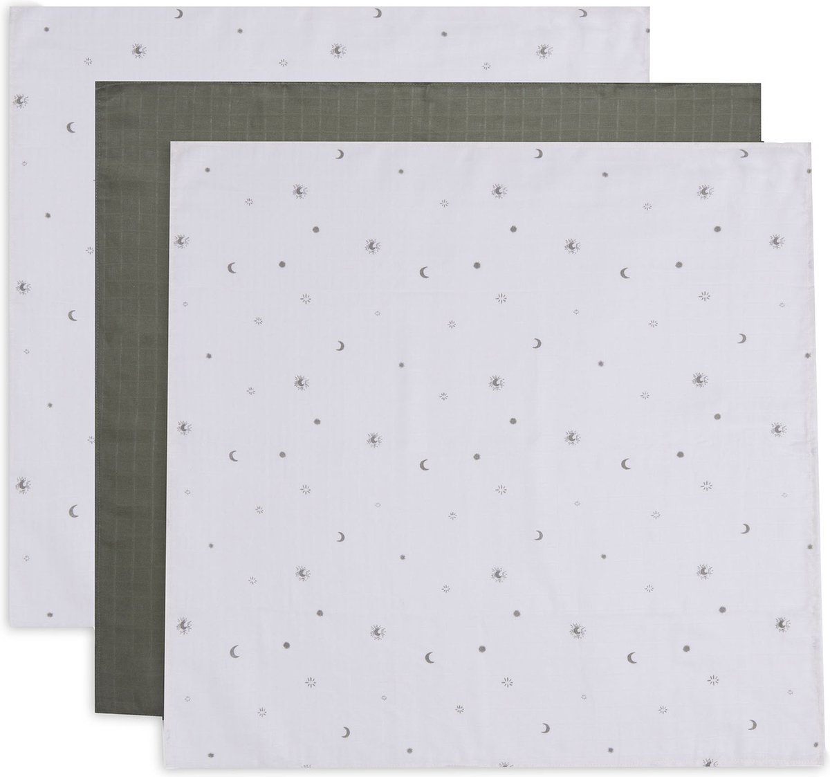 Jollein Hydrofiele Doek Small 70x70cm Stargaze - Leaf Green - 3 Stuks