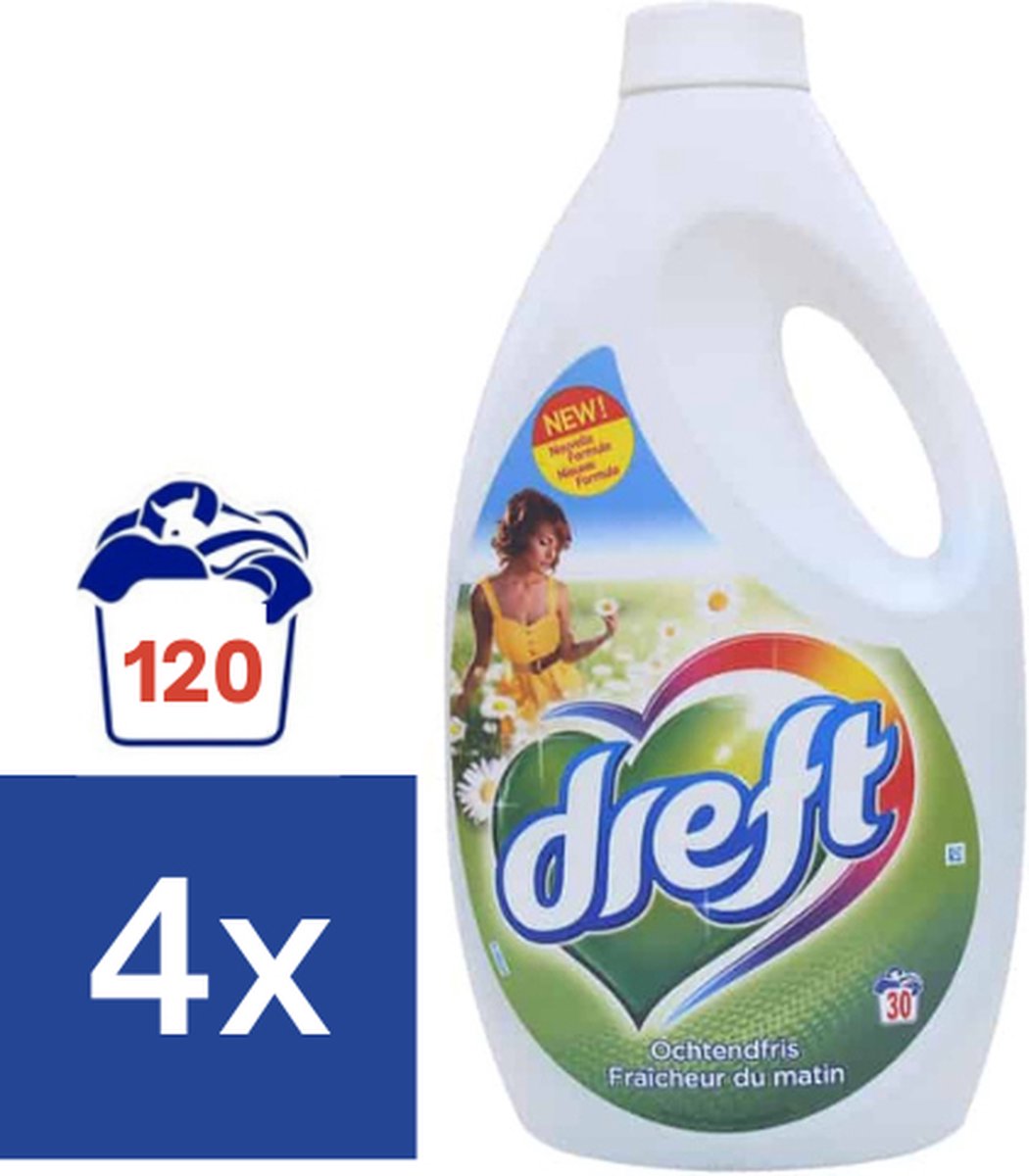 Dreft Ochtendfris Vloeibaar Wasmiddel - 4 x 1,95 L (120 wasbeurten)