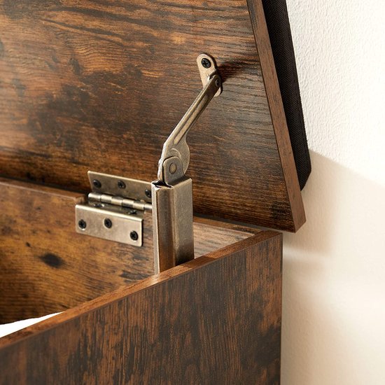 Hzuaneri Schoenenbank, 100 cm Bank met Opbergruimte, Zitkist, 2 Veiligheidsscharnieren, Opbergkast voor Hal, Woonkamer, X Stevig Frame met Afdak, Vintage Bruin SB04501X