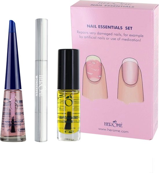 Herome 3 in 1 Manicure met Nagelriemolie, Nagelriemcrème en Nagelverharder - Cadeau voor vrouw - Nagelverzorging Set