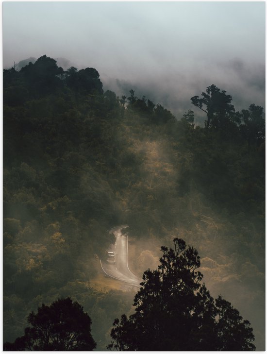 WallClassics - Poster brillant – Route entre les Montagnes - Photo 60x80 cm sur papier poster brillant