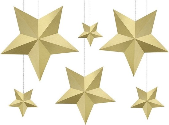 12x Gouden decoratie sterren DIY - Decoratie sterren kerstversiering