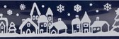 1x Kerst raamversiering raamstickers witte stad met huizen 12,5 x 58,5 cm - Raamversiering/raamdecoratie stickers