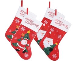 4x stuks rode kerstsokken van 25 x 40 cm - Huis decoratie kerstversieringen/kerst artikelen 4x stuks rode kerstsokken van 25 x 40 cm - Huis decoratie kerstversieringen/kerst artikelen