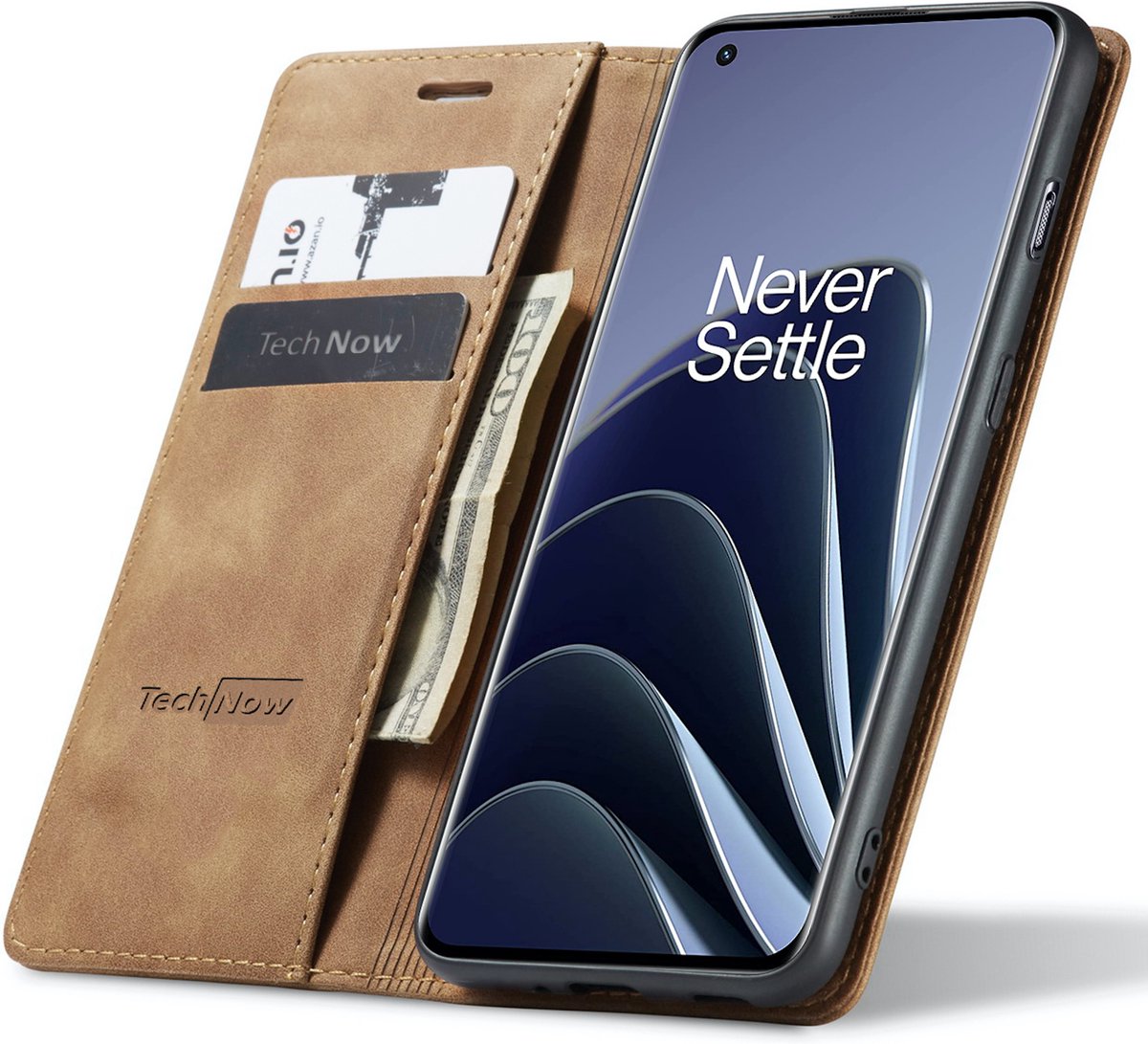 Hoesje geschikt voor OnePlus 10 Pro - Book Case Leer Slimline Bruin