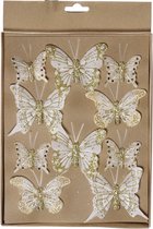 10x pcs décoration papillons sur clip champagne - Décorations de Noël/ décoration de la maison / décoration de mariage