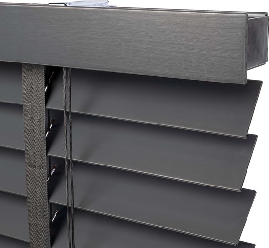 Dutchblinds Houten Jaloezieën 50mm Antraciet 220 x 250 cm