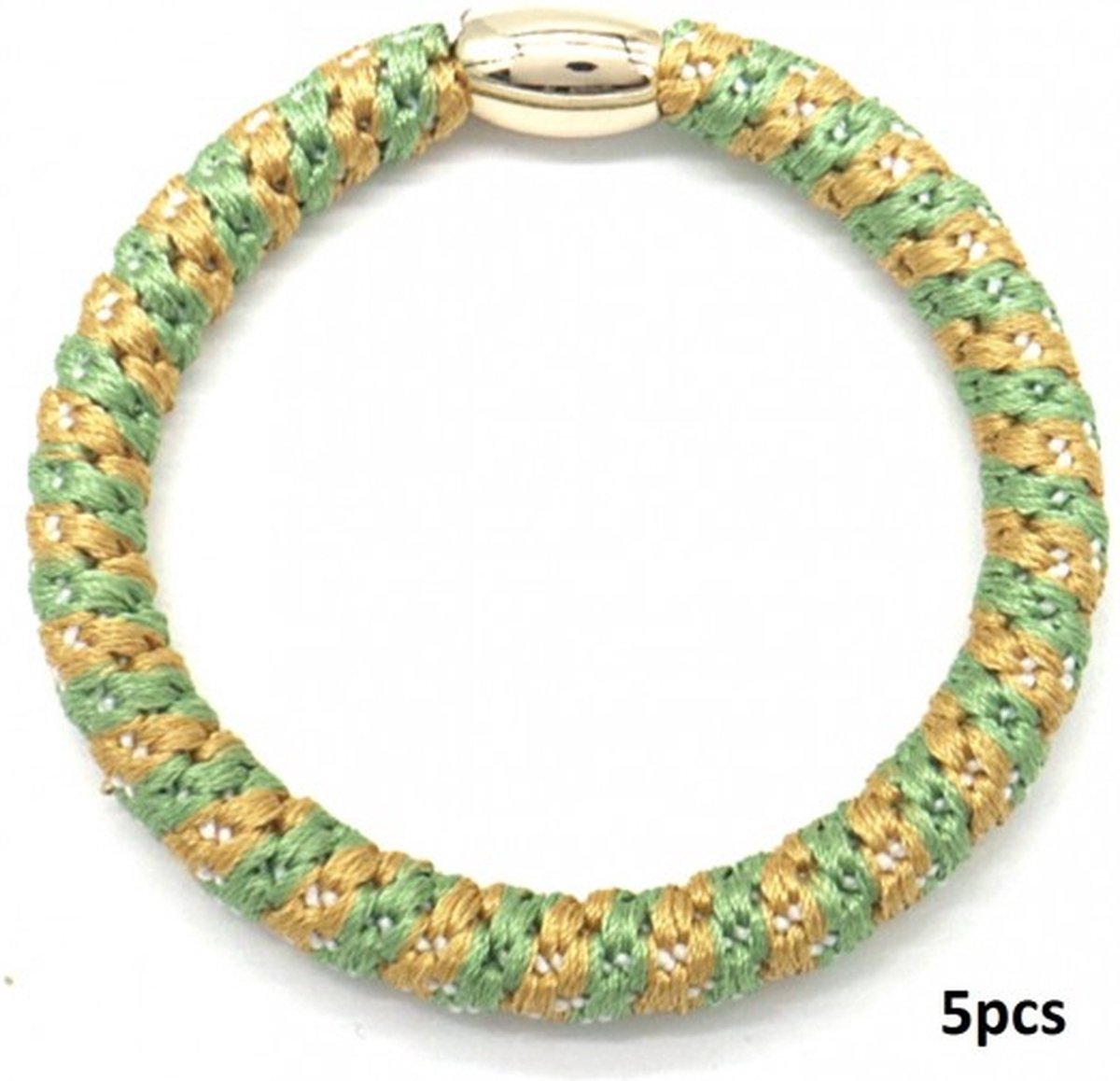 Haarelastiekjes - Armbanden - Set 5 Stuks - Elastisch - Groen met Oranje