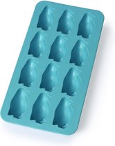 Lékué ijsblokjesvorm uit rubber voor 12 ijsblokjes pinguïns blauw 22x11x3.5cm