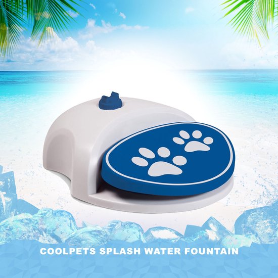 CoolPets Splash Water Fountain – Waterplezier voor huisdieren – Geleverd met twee sproeikoppen – Drinkwater voor honden – Blauw