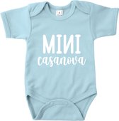 Blauw baby rompertje met tekst - Mini Casanova - Maat 56 - Kraamcadeau - Babyshower - Baby Boy - Geboorte - Zwanger - Cadeau - Newborn