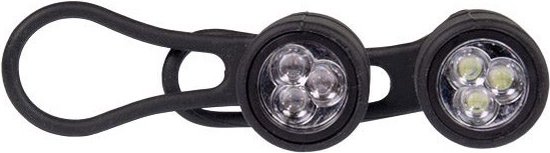 Simson LED fietslampenset - 3 LED's - 29/13,5 LUX - siliconen behuizing - zwart — afbeelding 4