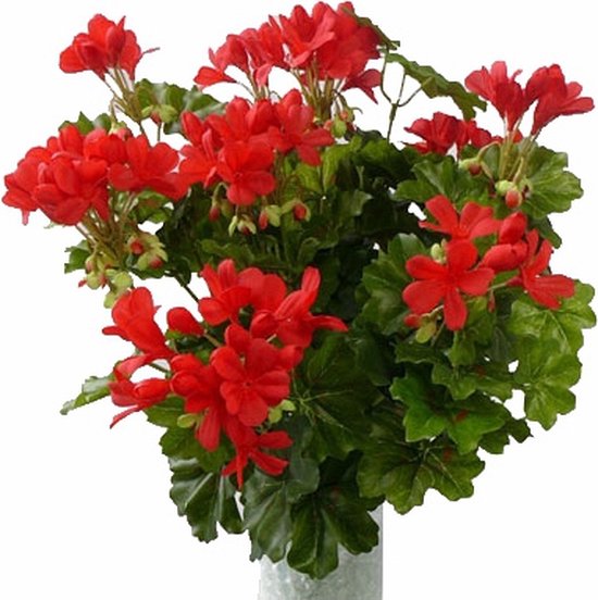 Set van 4x stuks kunstplanten Oostenrijkse Geranium rood 40 cm - Kunstplanten met bloemen