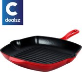 Cdealsz® Grillpan Gietijzer - Inductie - Rood - 28 cm