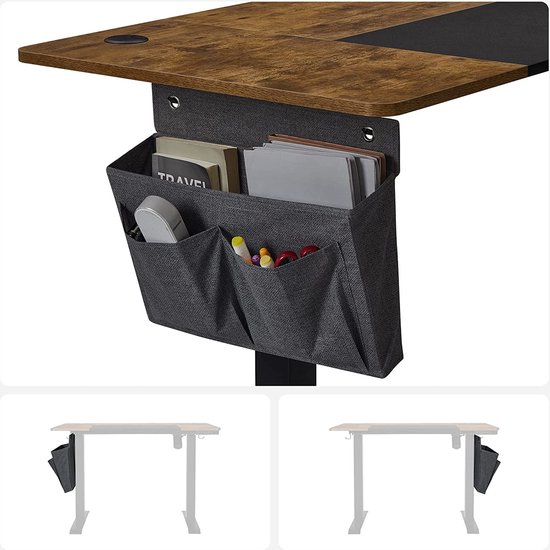 Elektrisch Zit Sta Bureau - In Hoogte Verstelbare Tafel - Met Geheugenstand - Werkbureau met Opslag Vakken - Vintage Bruin