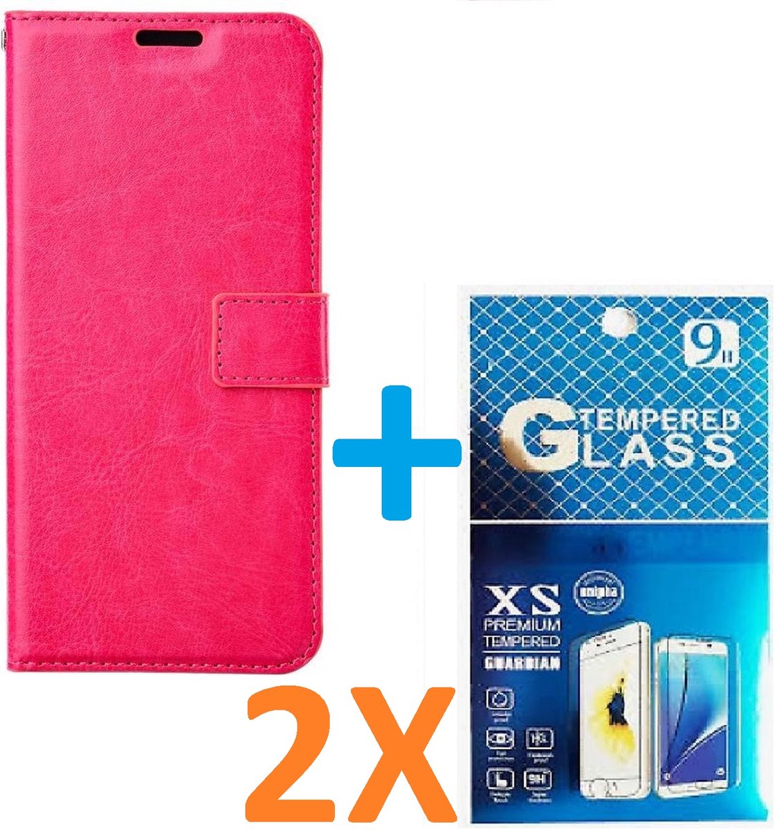 Portemonnee Book Case Hoesje + 2x Screenprotector Glas Geschikt voor: OnePlus 10 Pro - roze