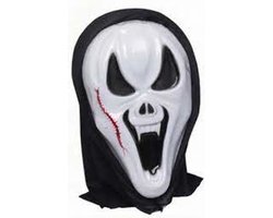 Halloween scream masker met Dracula tanden - Zwart / Wit - Kunststof - 31 x 21 x 6 cm