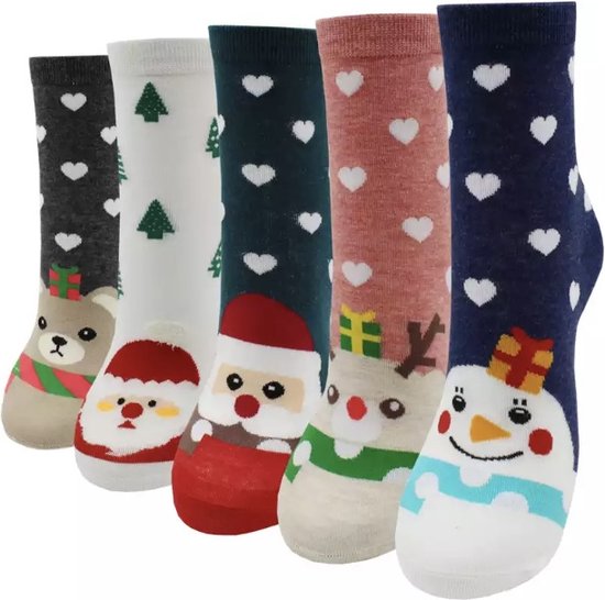 Set sokken - sokkenset van 5 paar - Unisex Sokken - Herensokken - Damessokken - Kerstsokken - Cadeau - Multipack - Maat 35-40