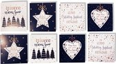 Cards & Crafts 8 Luxe Nieuwjaars wenskaarten - 11x12cm - Foliedruk - gevouwen kaarten met enveloppen