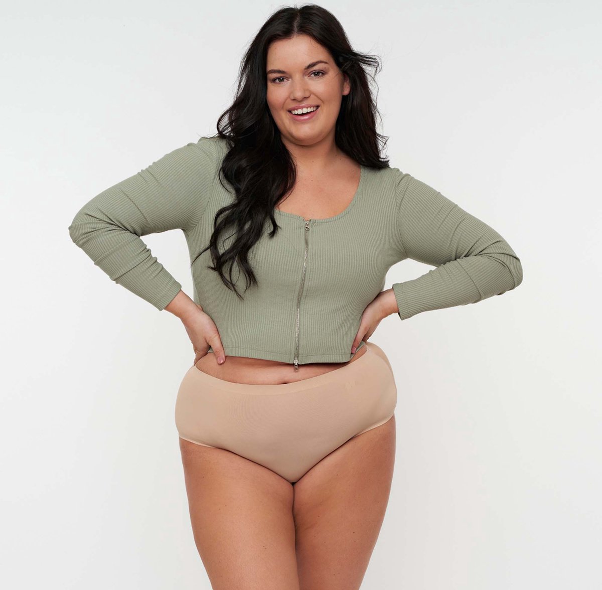 Moodies Undies menstruatie & incontinentie ondergoed - Naadloze Hoge Taille Hiphugger - heavy kruisje - Beige -maat 3XL
