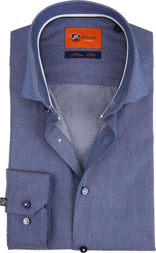 Suitable - Blauw WS Overhemd - 42 - Heren - Slim-fit