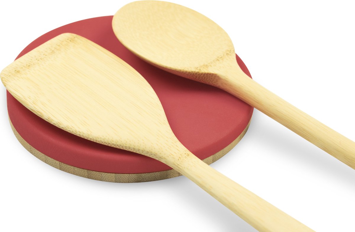Pebbly - Lepelhouder Ø 13,5 cm Bamboe/Rood - Bamboe - Rood -