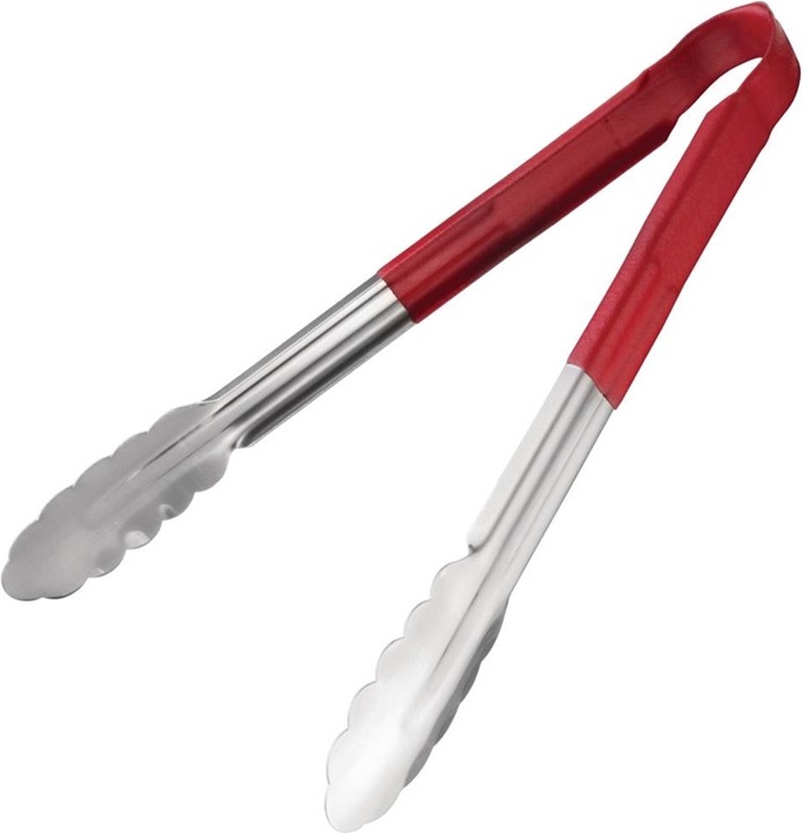 Hygiplas Serveertang / Vleestang - Kleurcode Rood - RVS - 30cm - Gladde vorm tegen bacteriën - horeca bbq tang