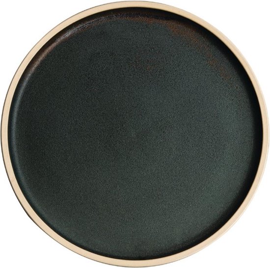 Olympia Canvas platte ronde borden donkergroen 25cm