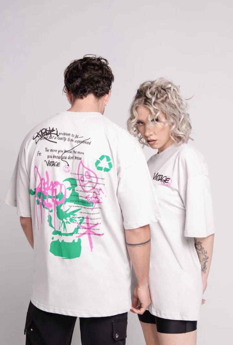 Aarhon-Unisex-Oversized-T-shirt-Graffiti-Heren-Dames-Maat-L