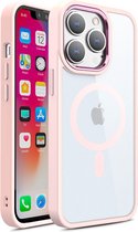 Mobiq - Clear Hybrid MagSafe hoesje iPhone 14 Plus - transparant/roze