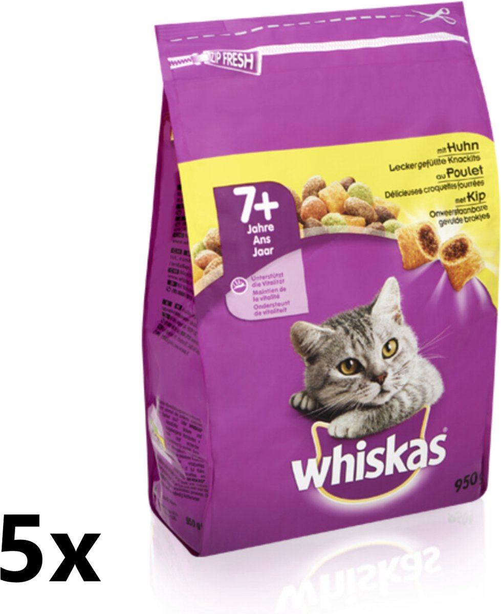 Whiskas Whiskas - Katten Droogvoer - Senior - Kip - 5x800g