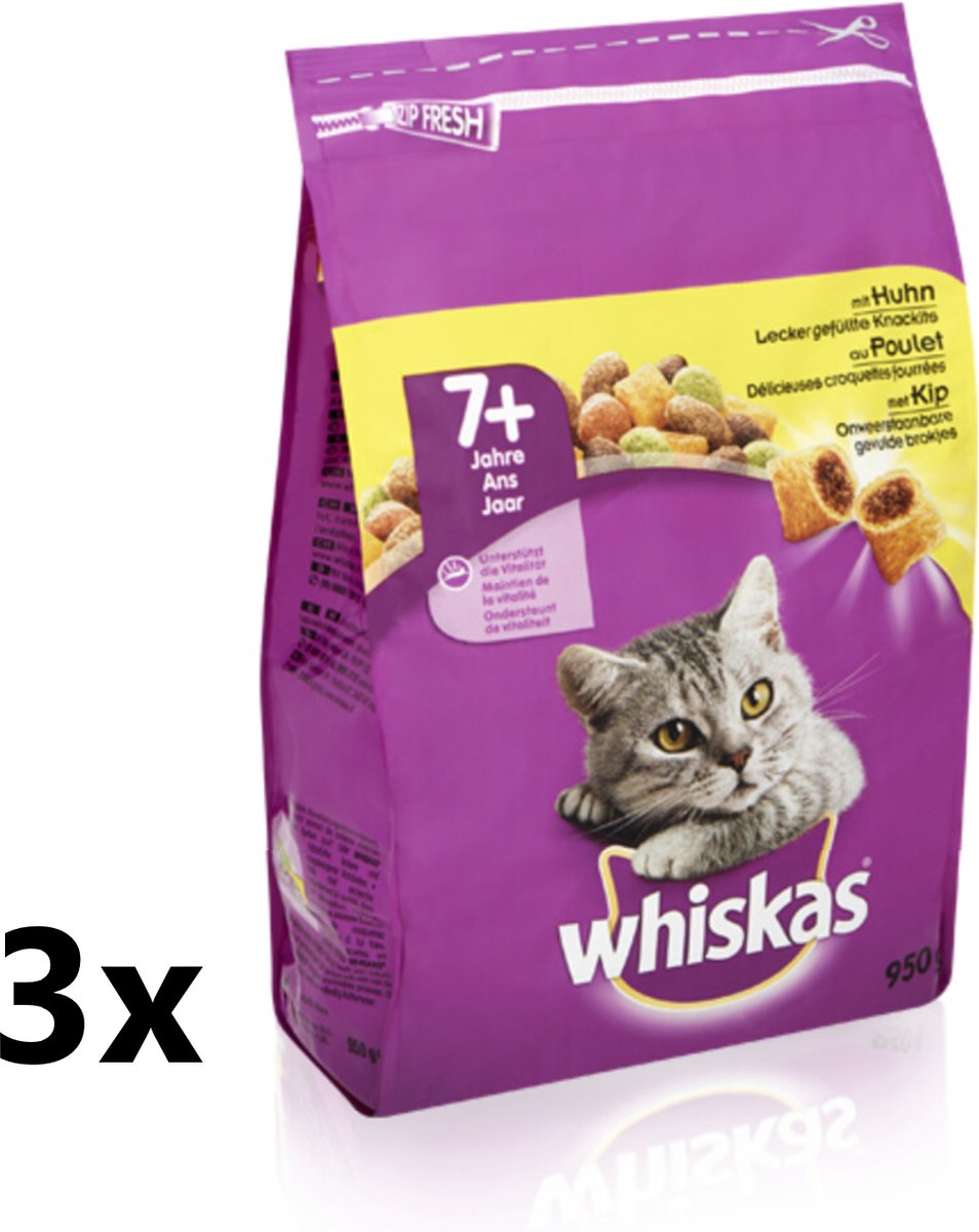 Whiskas Whiskas - Katten Droogvoer - Senior - Kip - 3x800g
