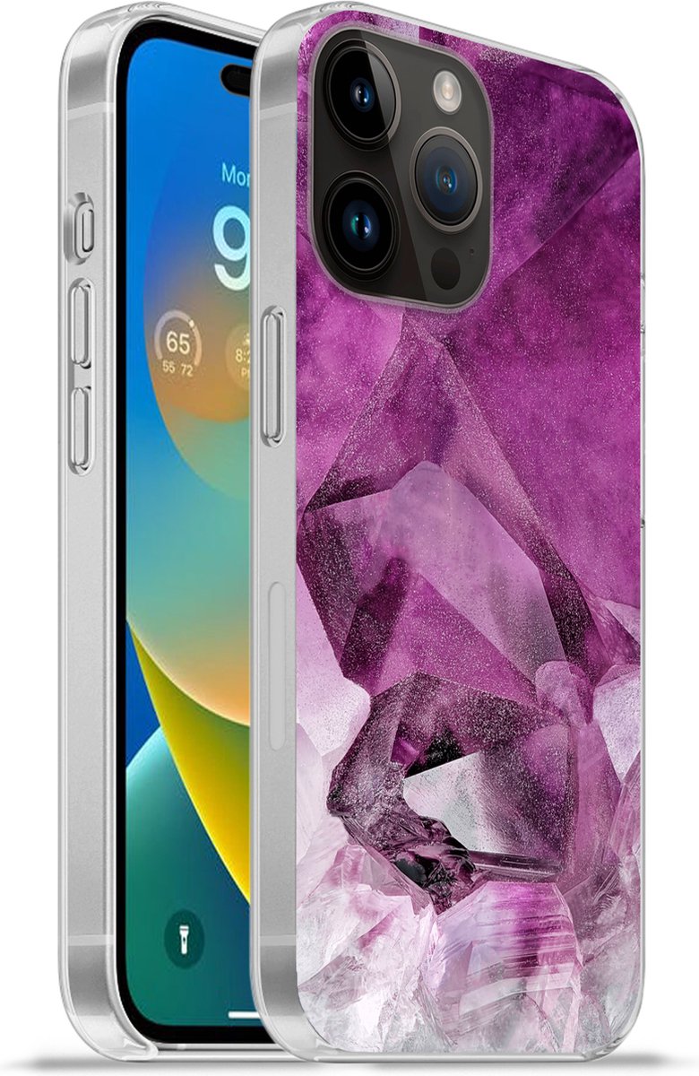 Telefoonhoesje Geschikt voor Apple Iphone 14 Pro Max hoesje - Kristal - Natuursteen - Luxe - Siliconen Telefoonhoesje Telefoonhoesje