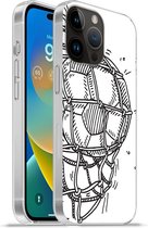 Geschikt voorApple Iphone 14 Pro - Softcase hoesje - Een illustratie van een voetbal die het doel ingeschoten is - Jongens - Meiden - Kinderen - Siliconen Telefoonhoesje