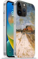 Geschikt voorApple Iphone 14 Pro - Softcase hoesje - Weg die langs de wallen van Parijs loopt - Vincent van Gogh - Siliconen Telefoonhoesje