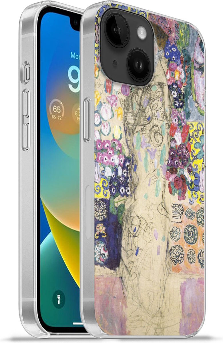Telefoonhoesje Geschikt voor Apple Iphone 14 hoesje - Portrait of Ria Munk III - Gustav Klimt - Siliconen Telefoonhoesje Telefoonhoesje