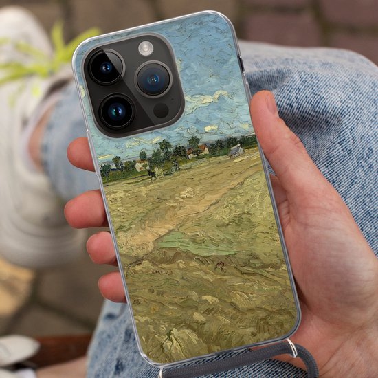 Telefoonhoesje Geschikt voor Apple Iphone 14 Pro - Geploegde akkers - Vincent van Gogh - Siliconen - Crossbody - Backcover met Koord - Telefoonhoesje met koord - Hoesje met touw Telefoonhoesje