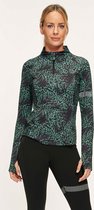 Active panther julia zip leo top de couleur noir vert, chemise de course pour femme, chemise d'entraînement de sport à manches longues,