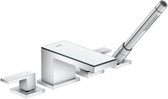 Hansgrohe AXOR MyEdition afbouwdeel 4-gats badrandkraan m. rechte greep met uitloop m. zwart glas voorsprong 15cm chroom