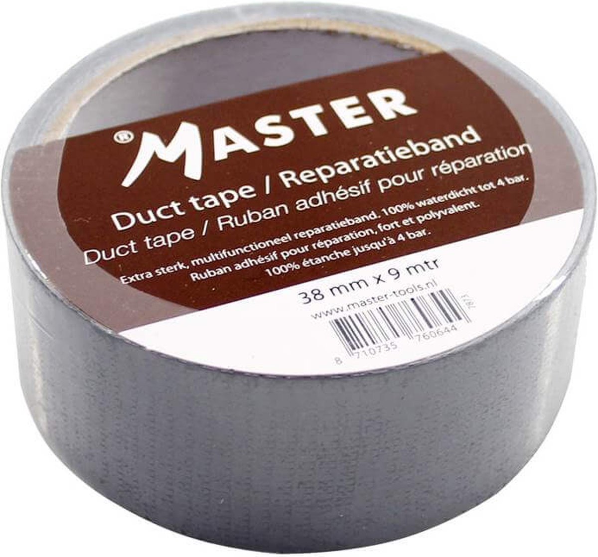 Duct tape/reparatieband Master 9m x 38mm - grijs
