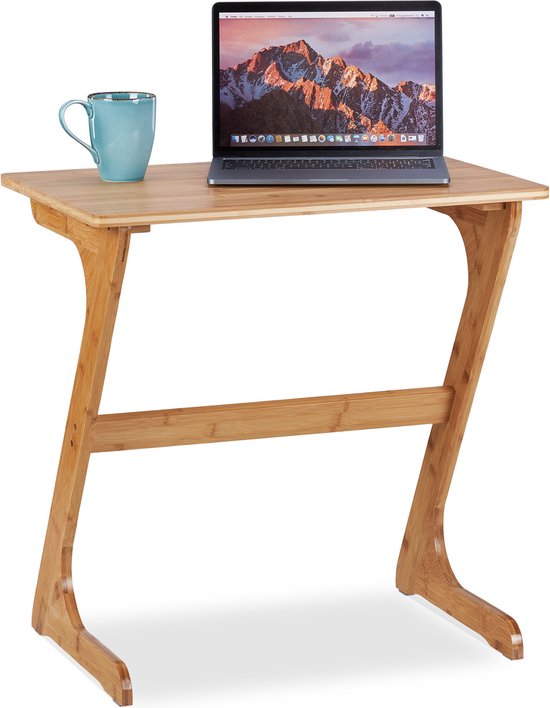 Relaxdays laptoptafel bamboe - bedtafel - bijzettafel - bank - kleine koffietafel - tablet