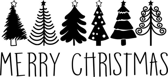 Raamsticker Kerst - Merry Christmas zwart