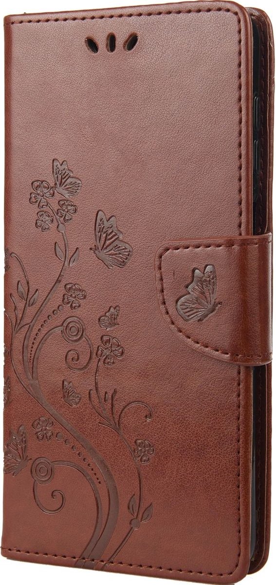 Mobigear Telefoonhoesje geschikt voor Apple iPhone 14 Pro Max Hoesje | Mobigear Flowers Bookcase Portemonnee | Pasjeshouder voor 3 Pasjes | Telefoonhoesje voor Pinpas / OV Kaart / Rijbewijs - Bruin