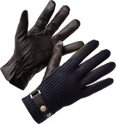 Heren handschoenen Leer - Luxe gevoerde handschoenen - Leren Handschoenen met Wollen Blauwe bovenzijde - Model Ace Blauw