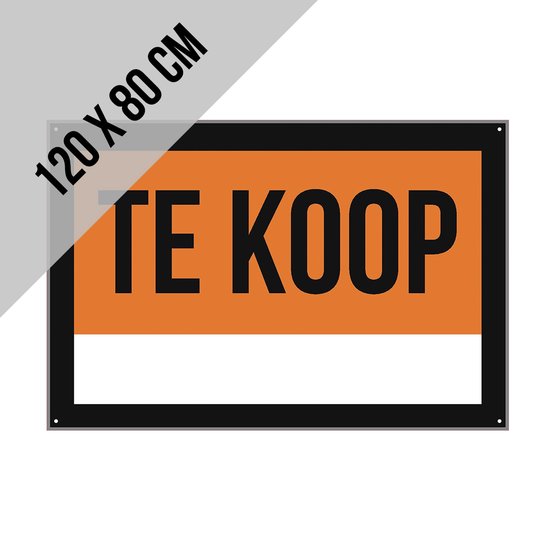 Foto: Bord xl te koop 120 x 80 cm kanaalplaat met hechtingsgaten in elke hoek immo vastgoed uithangbord makelaar verkopen verhuren polyprop 1 stuk