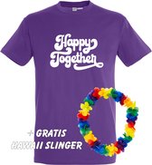 T-shirt Happy Together | Love for all | Gay pride | Regenboog LHBTI | Paars | maat 3XL